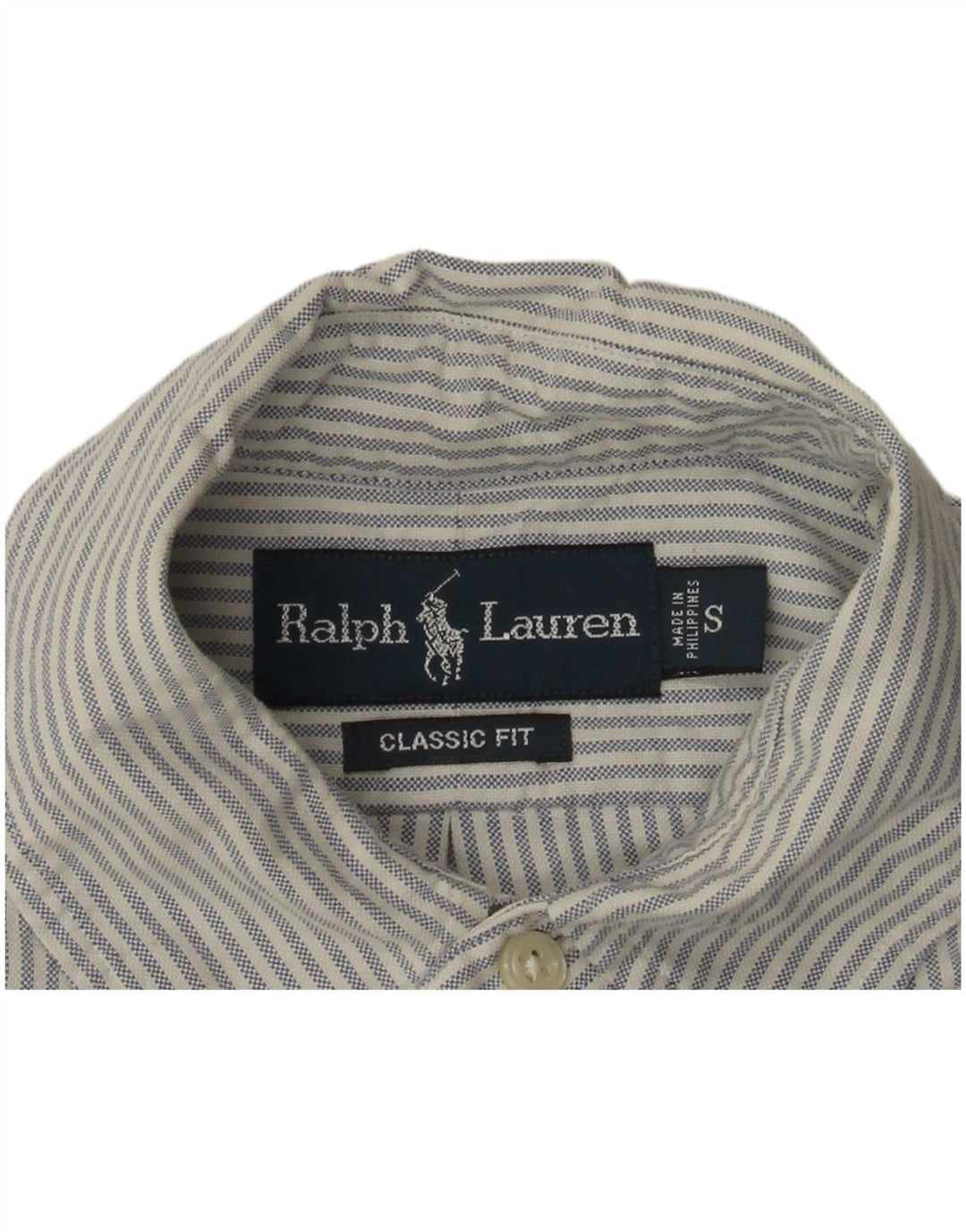 RALPH LAUREN Mens Short Sleeve Classic Fit Shirt Small White Striped