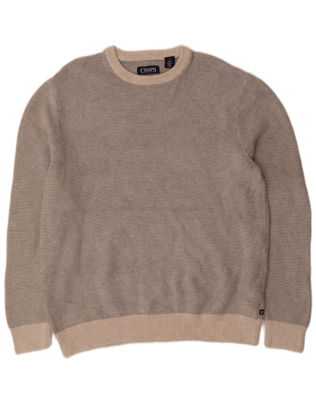 Chaps Mens Crew Neck Jumper Sweater Large Grey Cotton