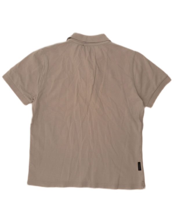 Calvin Klein Womens Polo Shirt UK 16 Large Beige Cotton