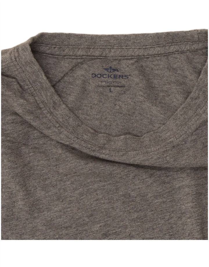 DOCKERS Mens T-Shirt Top Large Grey Cotton