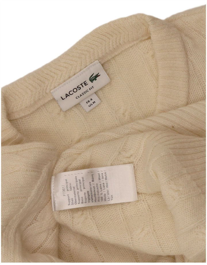 Lacoste Mens Classic Fit Crew Neck Jumper Sweater Size 4 Medium Beige Wool