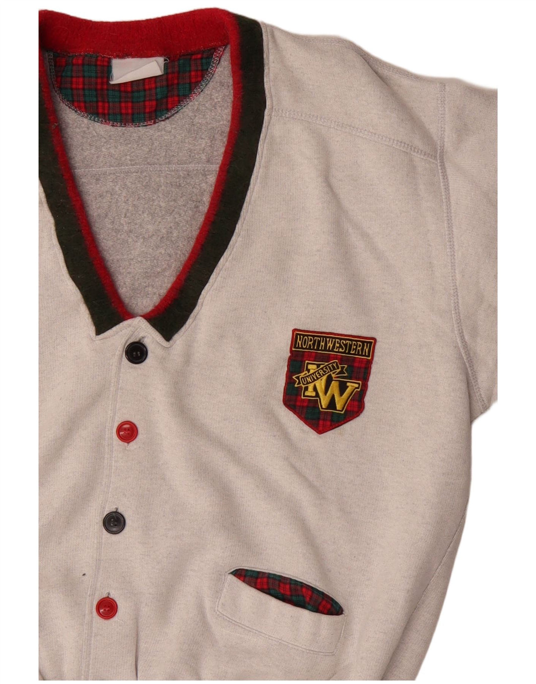 North Western Mens Graphic Cardigan Sweater XL Grey