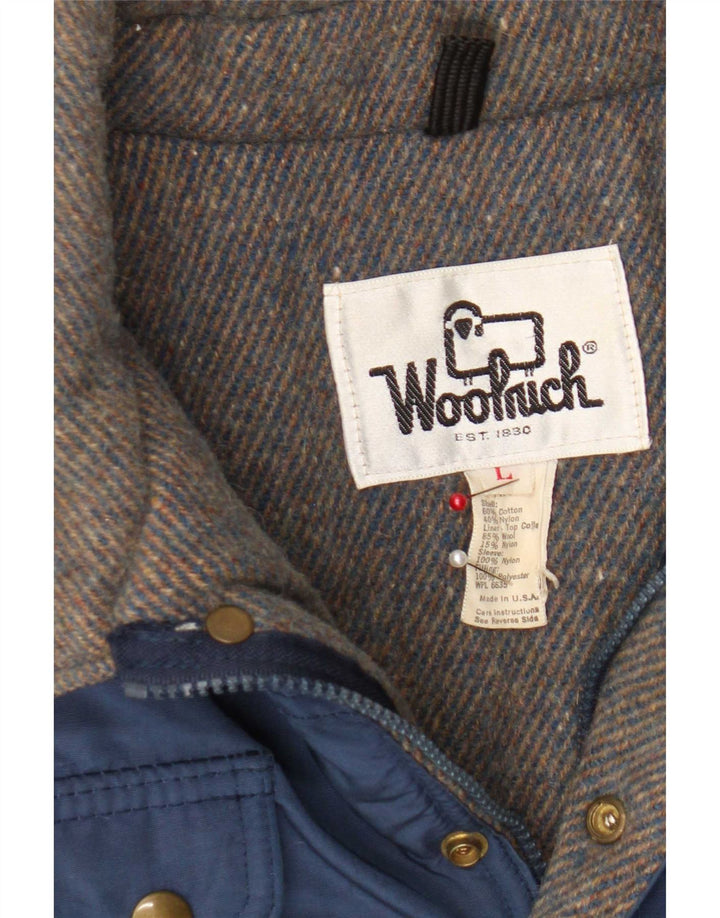 Woolrich Mens Bomber Jacket UK 40 Large Navy Blue Cotton