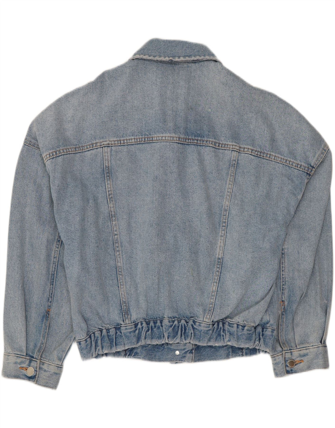 ZARA Womens Crop Denim Jacket UK 14 Large Blue Cotton