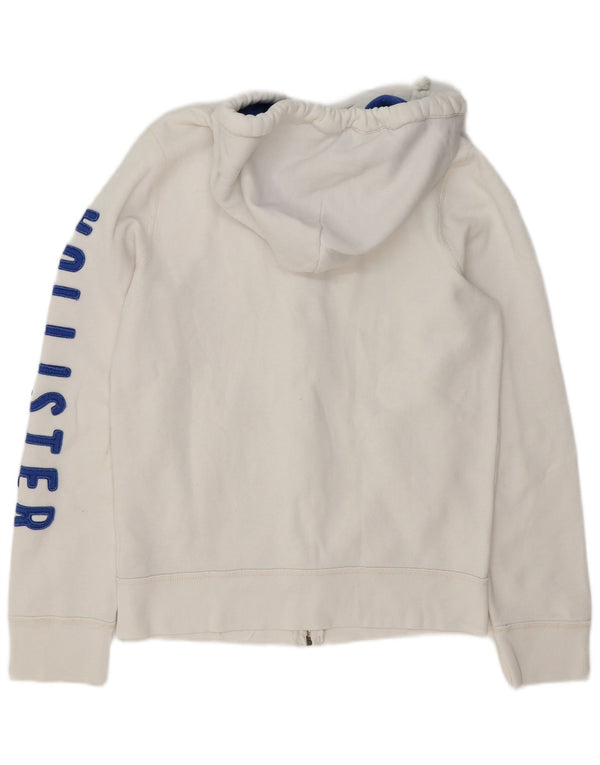 Hollister Mens Graphic Zip Hoodie Sweater Medium White Cotton