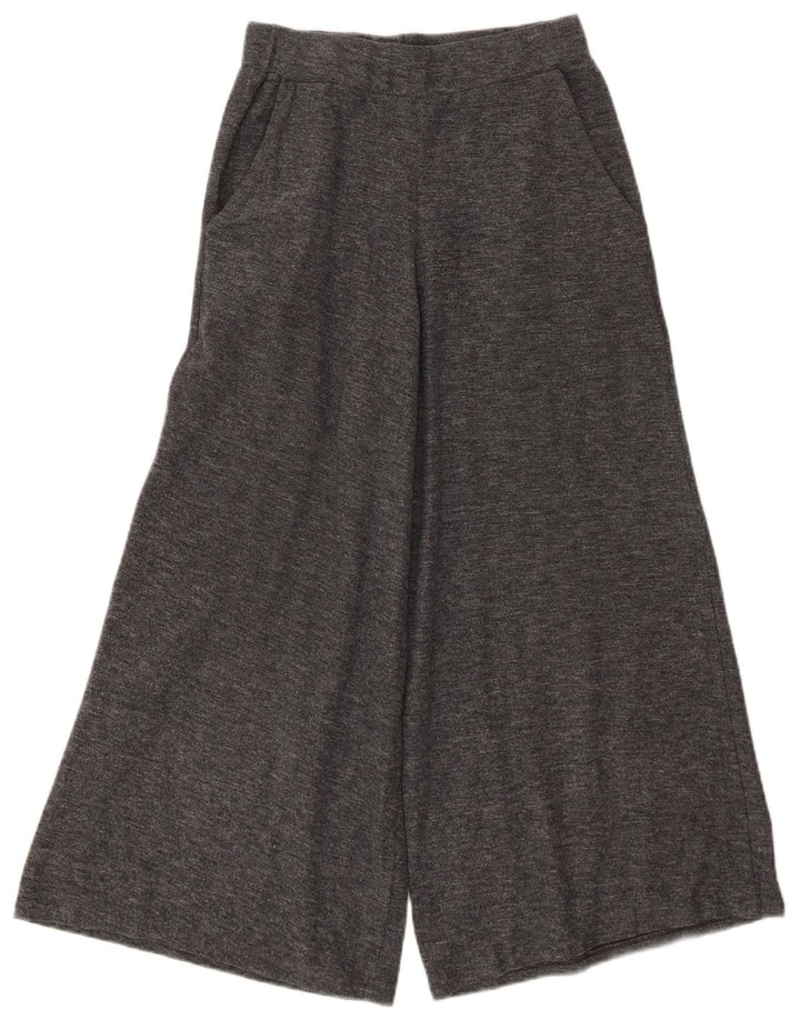 Zara Womens Wide Leg Cropped Trousers Small W26 L24 Grey Polyester