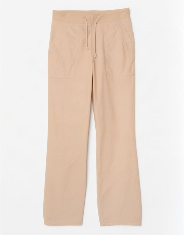 Kiabi Womens Straight Casual Trousers EU 38 Medium W28 L32 White Linen