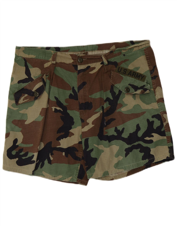 VINTAGE Mens Casual Shorts W38 XL Khaki Camouflage Cotton