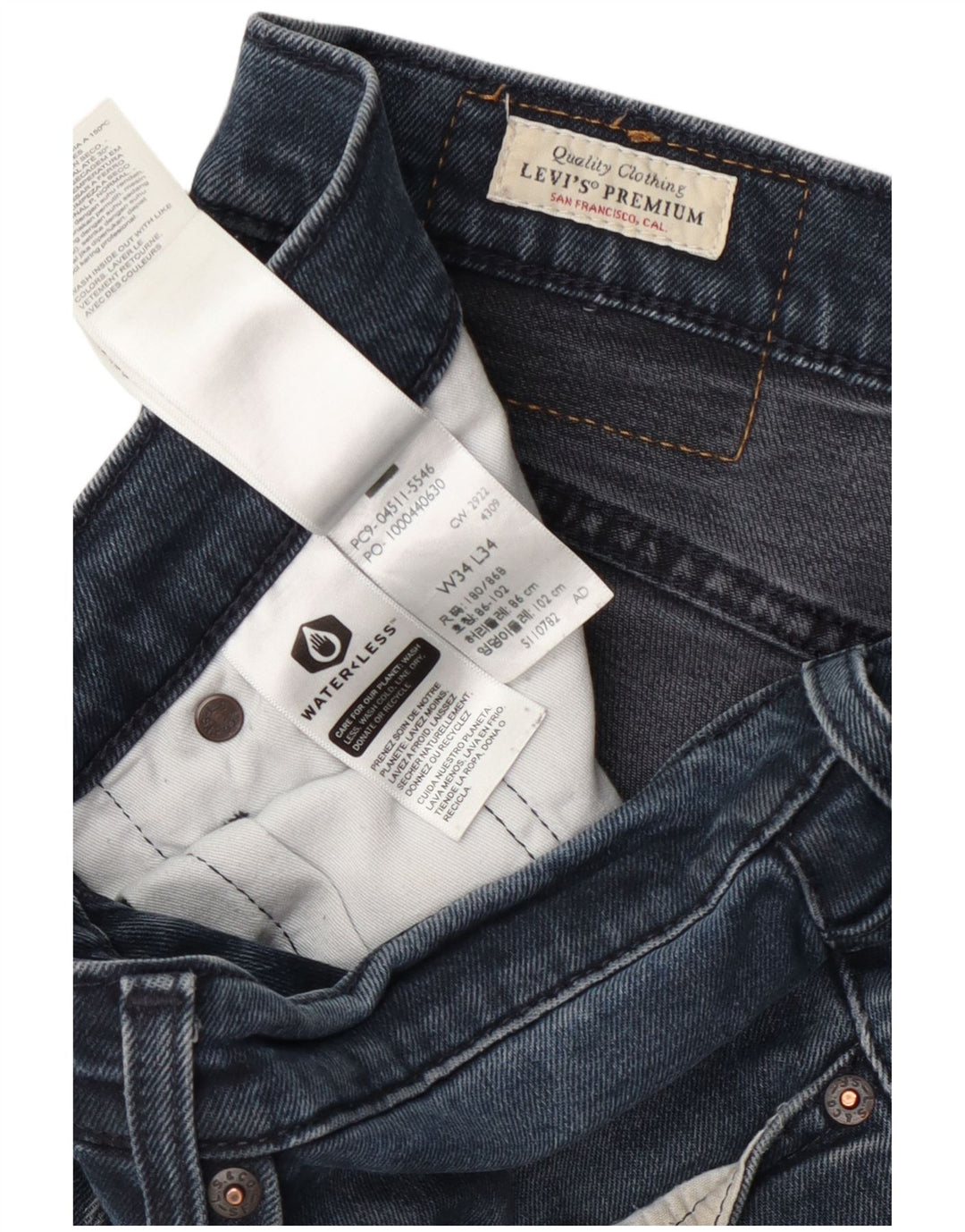 Levi's Mens Slim Jeans W34 L34 Navy Blue Cotton