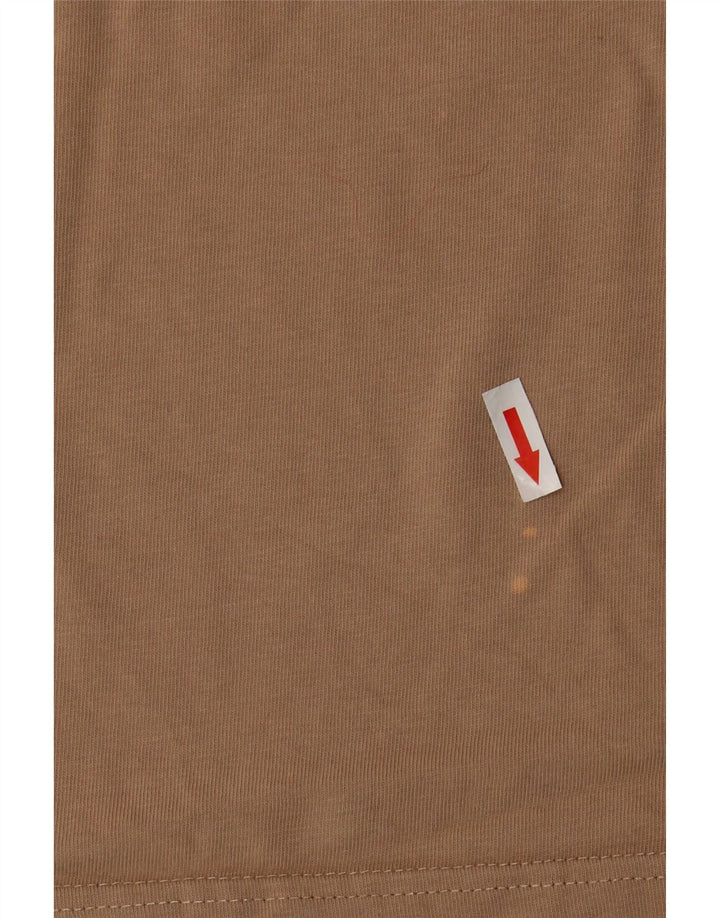 Nike Womens Crop T-Shirt Top UK 14 Medium Beige Cotton