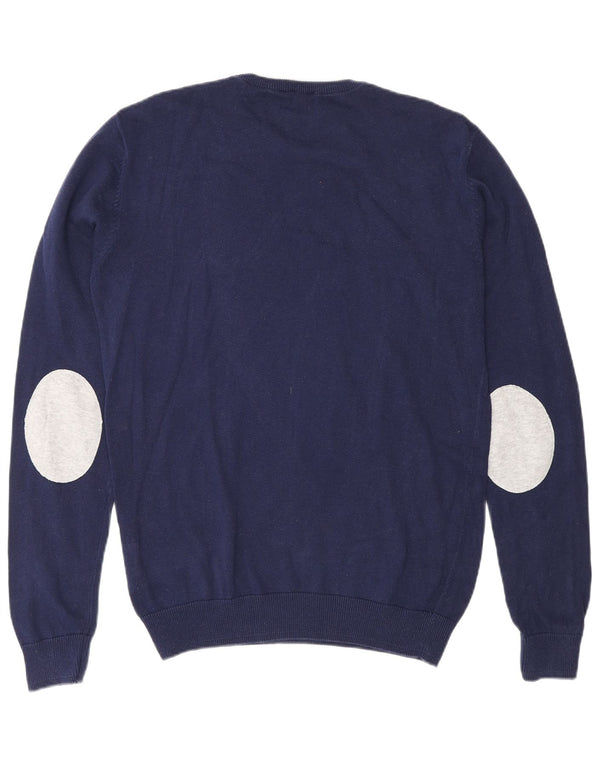 U.S. Polo Assn. Mens Crew Neck Jumper Sweater Large Navy Blue Colourblock