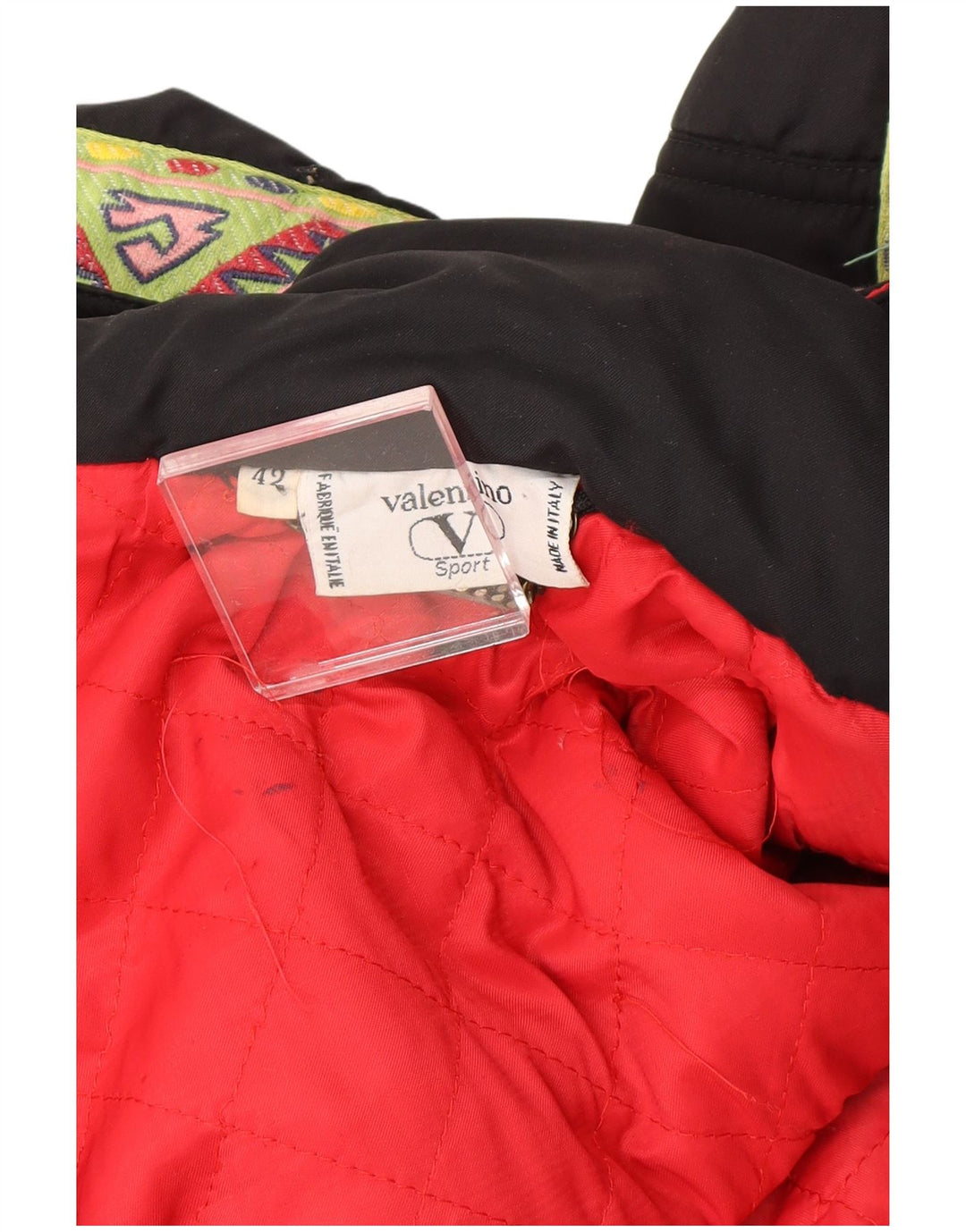 Valentino Mens Hooded Windbreaker Jacket US 42 XL Black Geometric Polyester