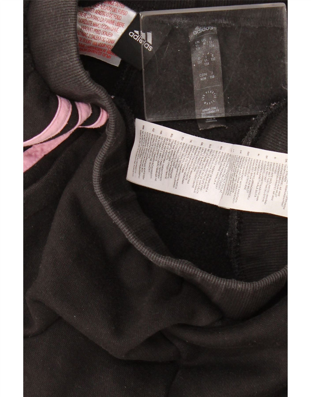 ADIDAS Girls Tracksuit Trousers Joggers 11-12 Years Black Cotton