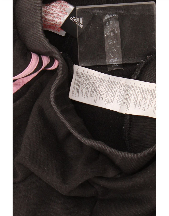 ADIDAS Girls Tracksuit Trousers Joggers 11-12 Years Black Cotton