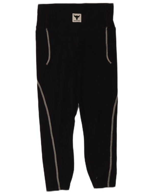 Under Armour Womens Project Rock Capri Leggings UK 8 Small Black Nylon