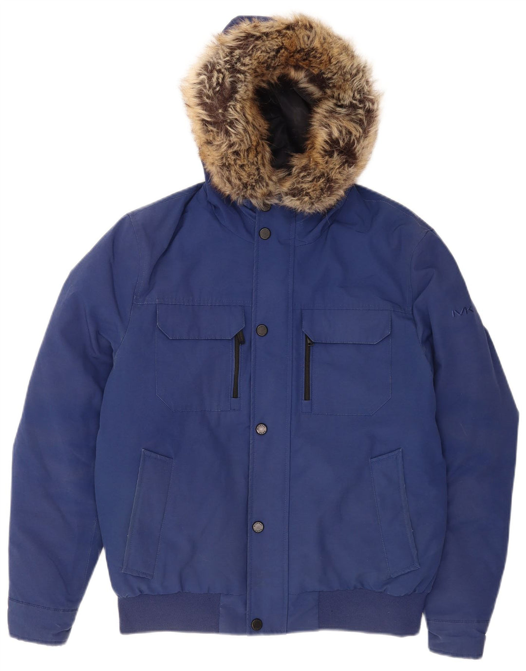 Michael Kors Mens Hooded Padded Bomber Jacket UK 36 Small Blue Polyester