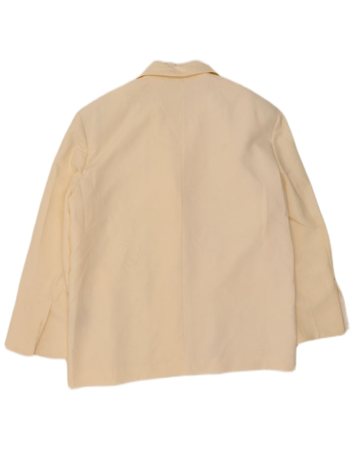Zara Womens 2 Button Oversized Blazer Jacket UK 14 Medium Off White