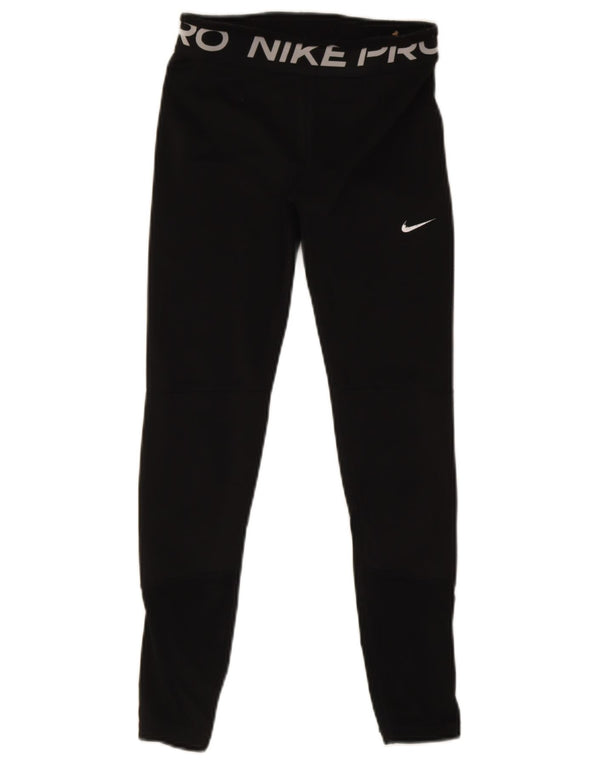 Nike Womens Dri Fit Graphic Leggings UK 14 Large Black Polyester