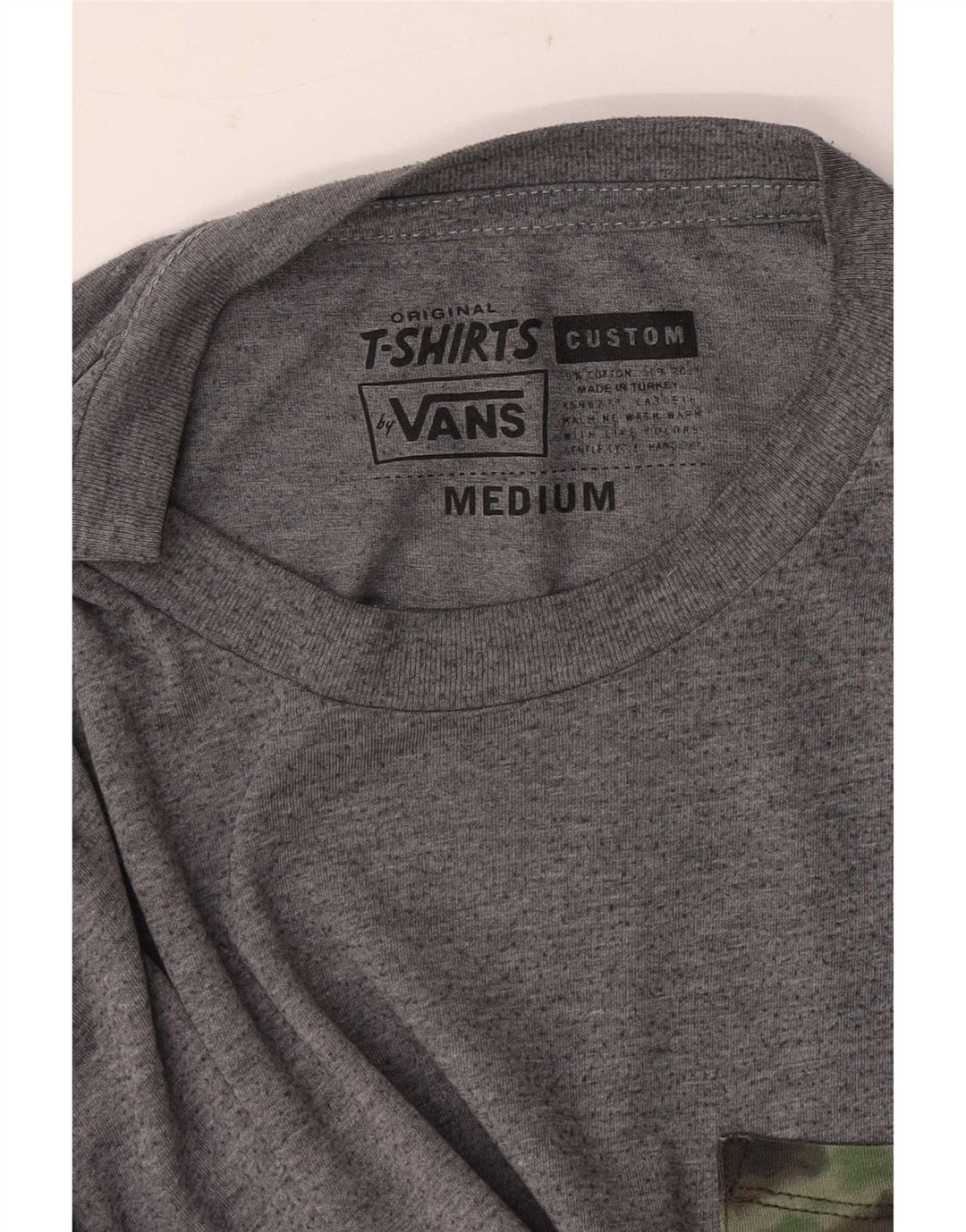 Vans Mens Custom Fit T-Shirt Top Medium Grey Flecked Cotton