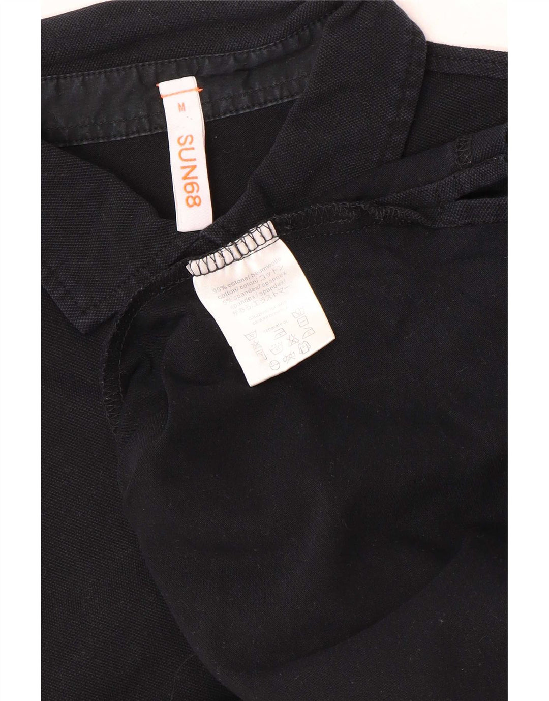 Sun68 Mens Polo Shirt Medium Black Cotton