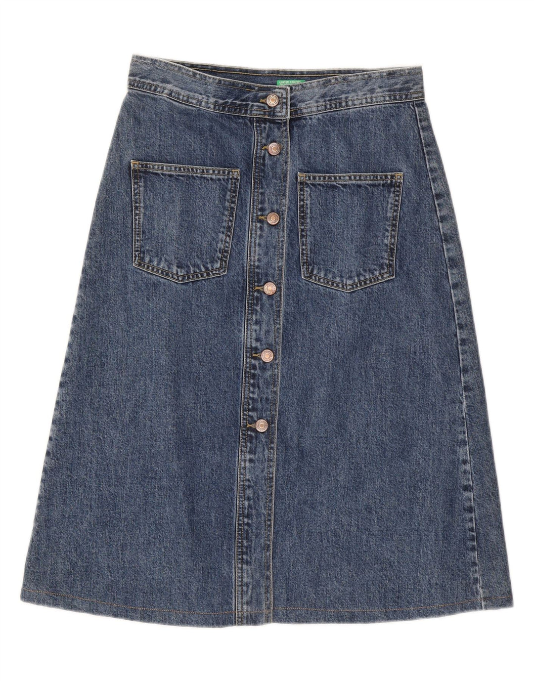 BENETTON Womens Denim Skirt UK 12 Medium W30 Blue Cotton