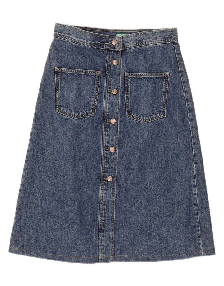 BENETTON Womens Denim Skirt UK 12 Medium W30 Blue Cotton