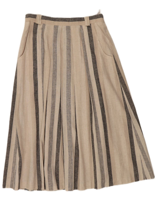 Peter Hahn Womens A-Line Skirt IT 42 Medium W30  Beige Striped Cotton