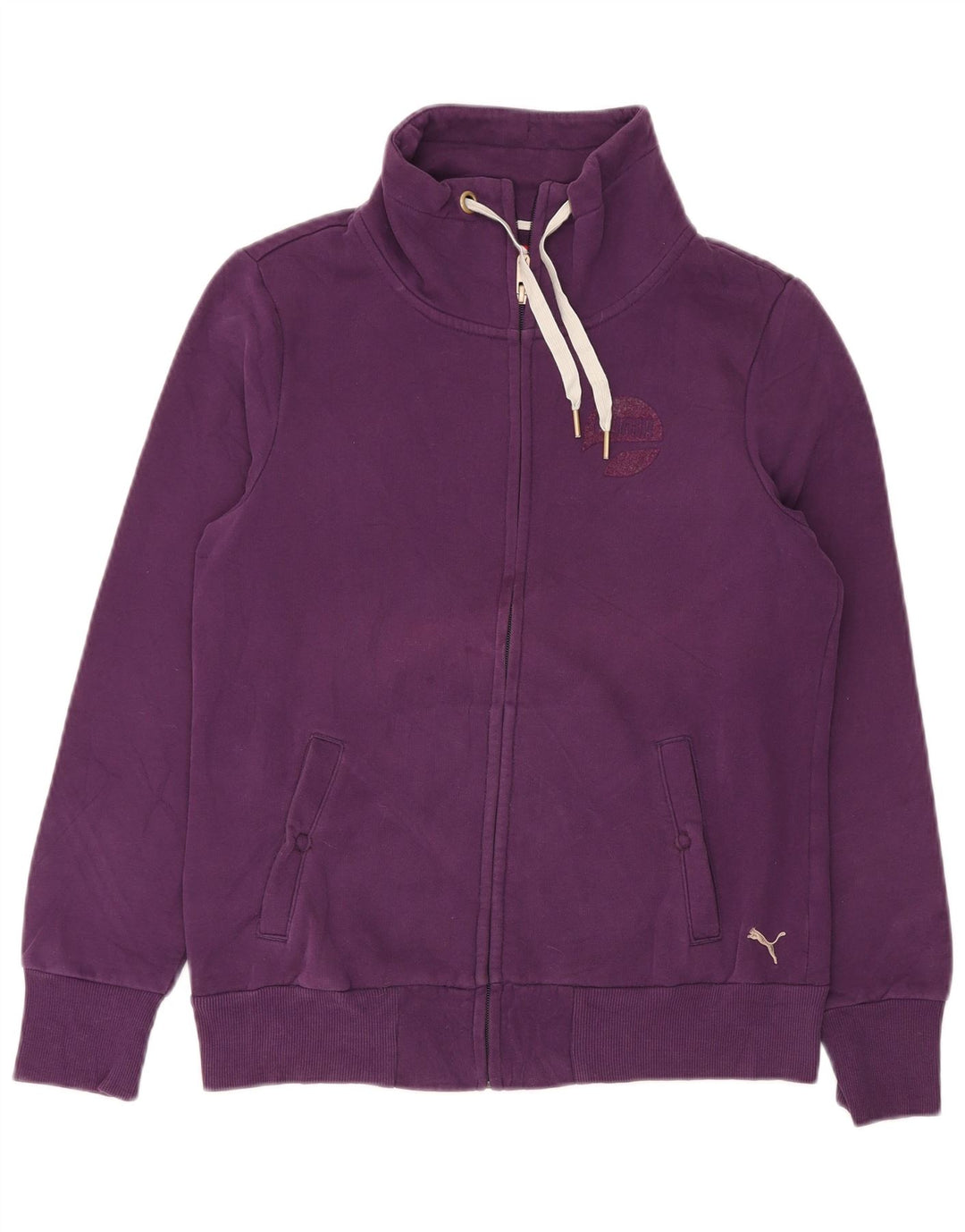 Puma Womens Tracksuit Top Jacket UK 14 Large Purple Polyester