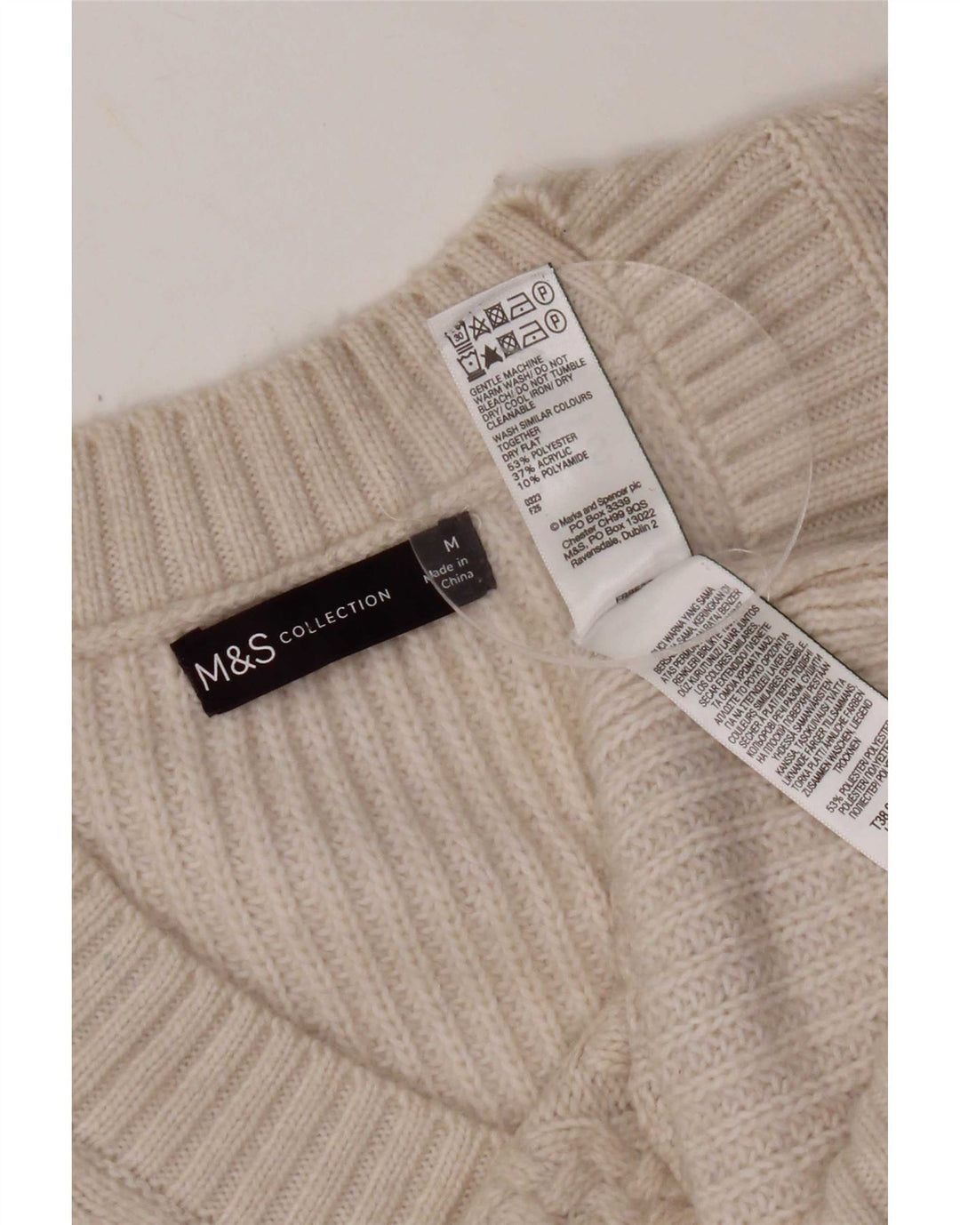 Marks & Spencer Womens Vest Tank Top UK 14 Medium Off White Polyester