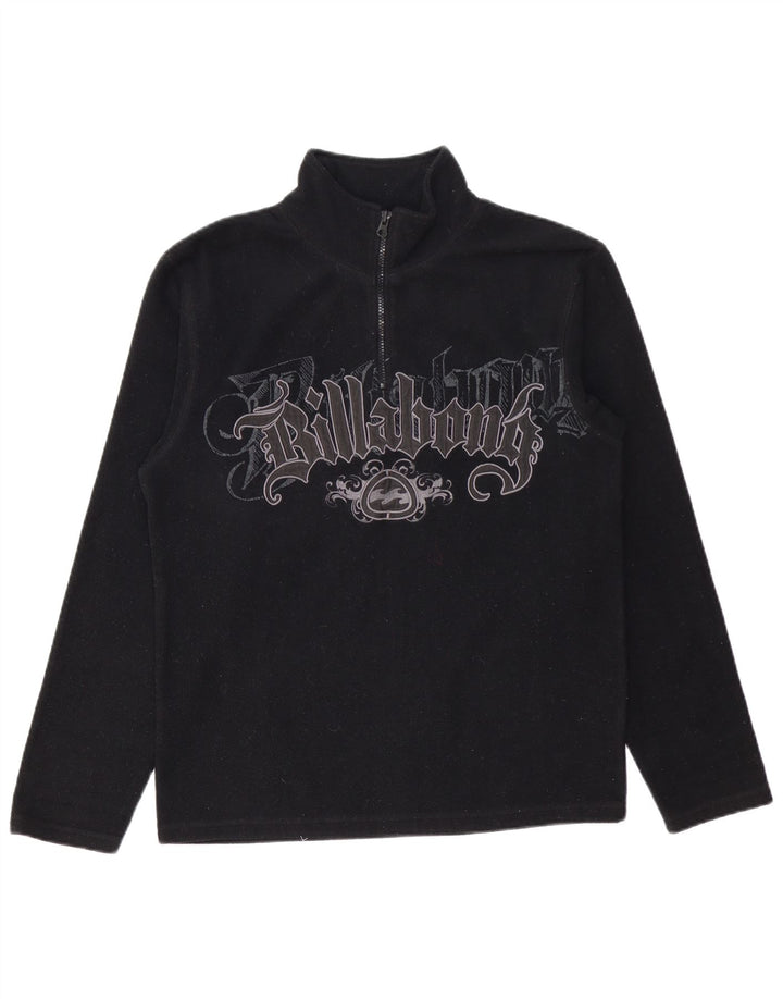 BILLABONG Mens Graphic Zip Neck Fleece Jumper Small Black Polyester