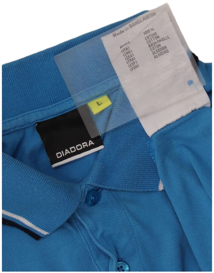 DIADORA Mens Polo Shirt Large Blue Cotton