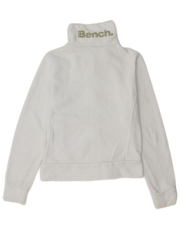 Bench Womens Crop Graphic Tracksuit Top Jacket UK 10 Small White Cotton