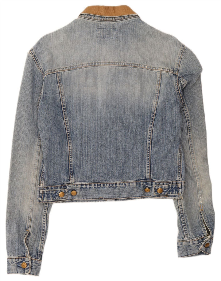 Swish Womens Crop Denim Jacket UK 14 Medium Blue