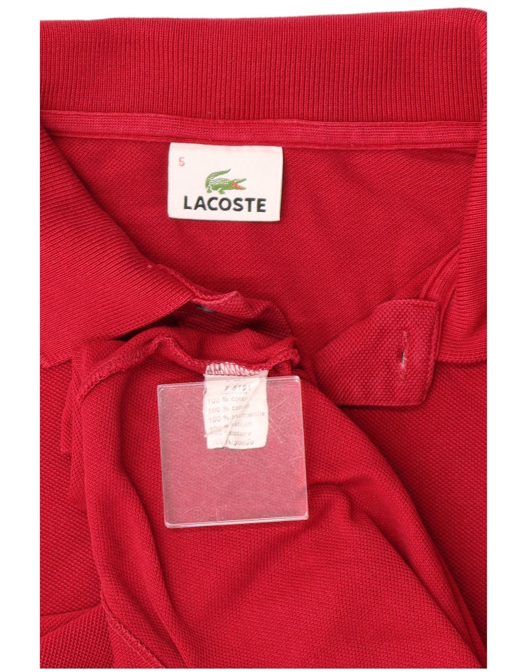 LACOSTE Mens Polo Shirt Size 5 Large Red Cotton Classic