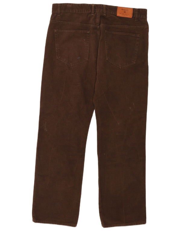 Gant Mens Regular Casual Trousers  W36 L32 Brown Cotton