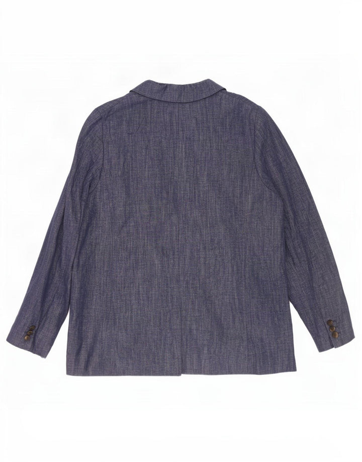 Marks & Spencer Womens 2 Button Blazer Jacket UK 16 Large Navy Blue Cotton