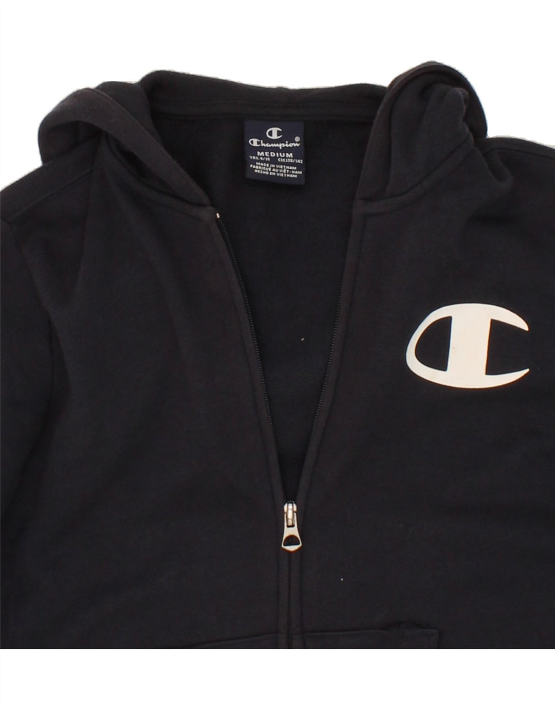 CHAMPION Boys Zip Hoodie Sweater 9-10 Years Medium Navy Blue Vintage Champion and Second-Hand Champion from Messina Hembry 