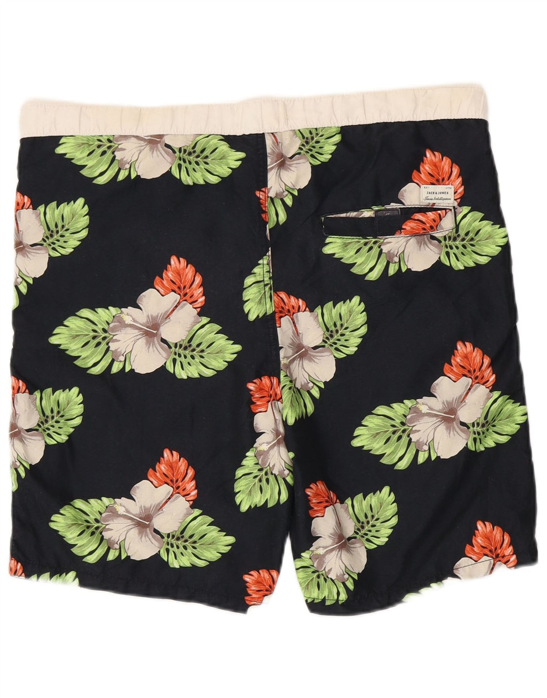 JACK & JONES Mens Swimming Shorts Medium Black Floral Polyester