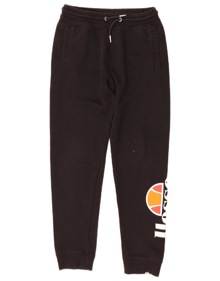 ELLESSE Boys Graphic Tracksuit Trousers Joggers 11-12 Years Black Cotton