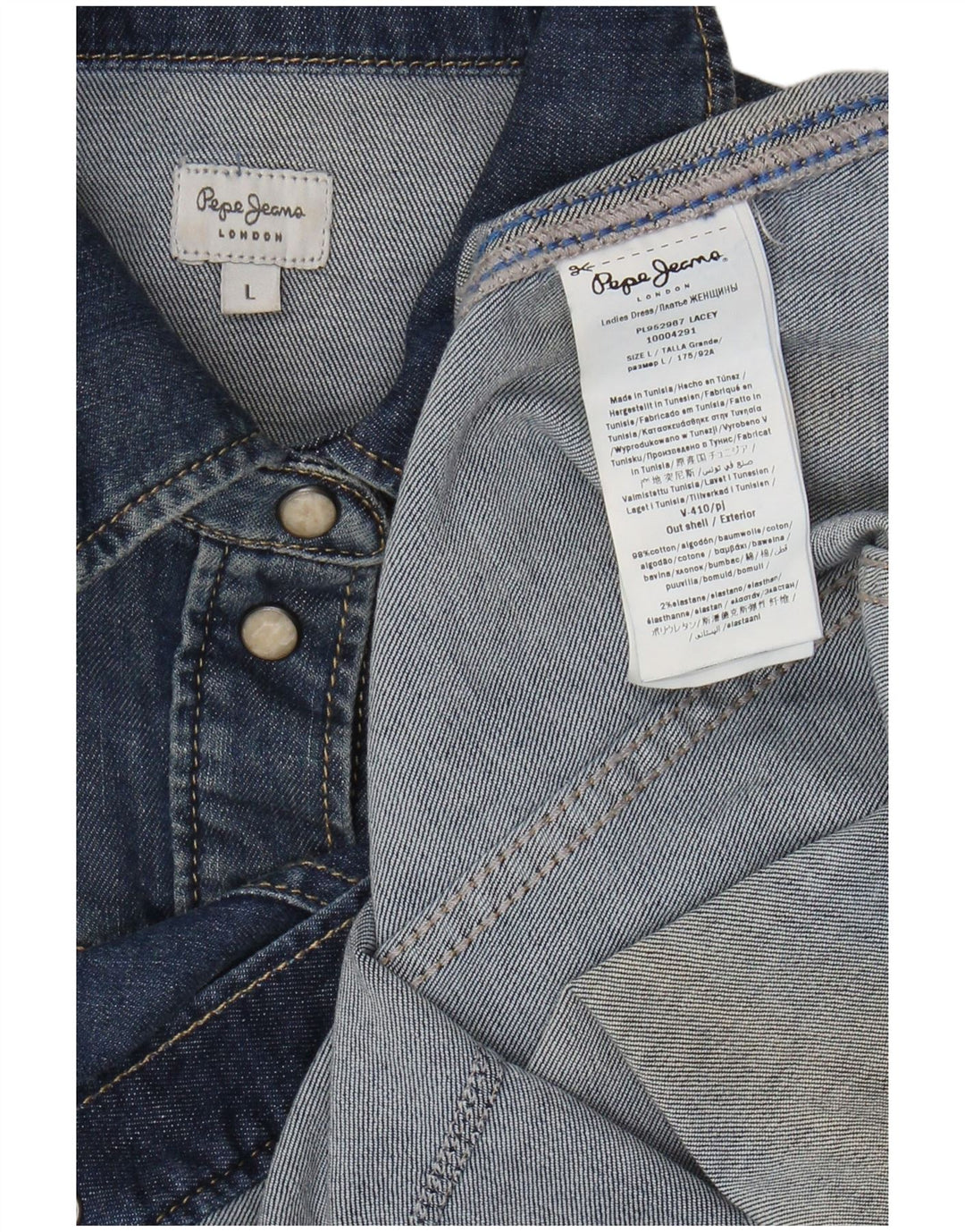 PEPE JEANS Womens Denim Dress UK 14 Large Blue Cotton