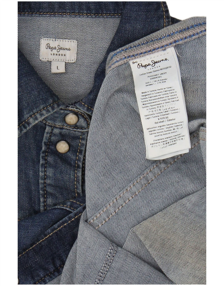 PEPE JEANS Womens Denim Dress UK 14 Large Blue Cotton