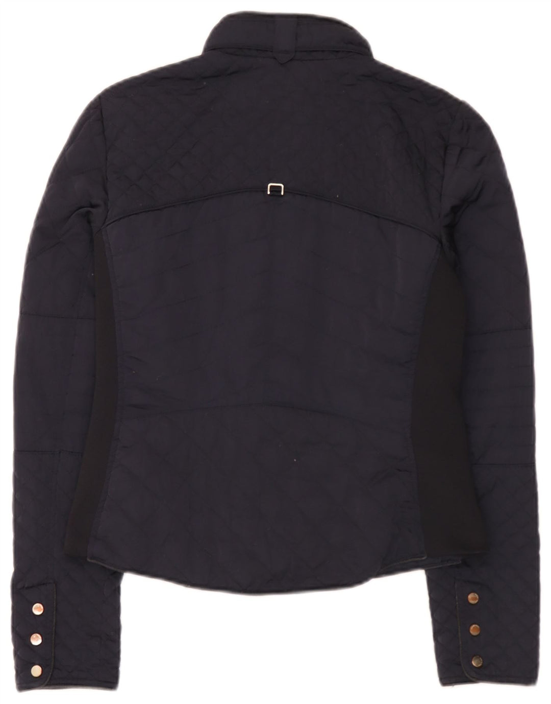 Zara Womens Quilted Jacket UK 12 Medium Navy Blue Polyester