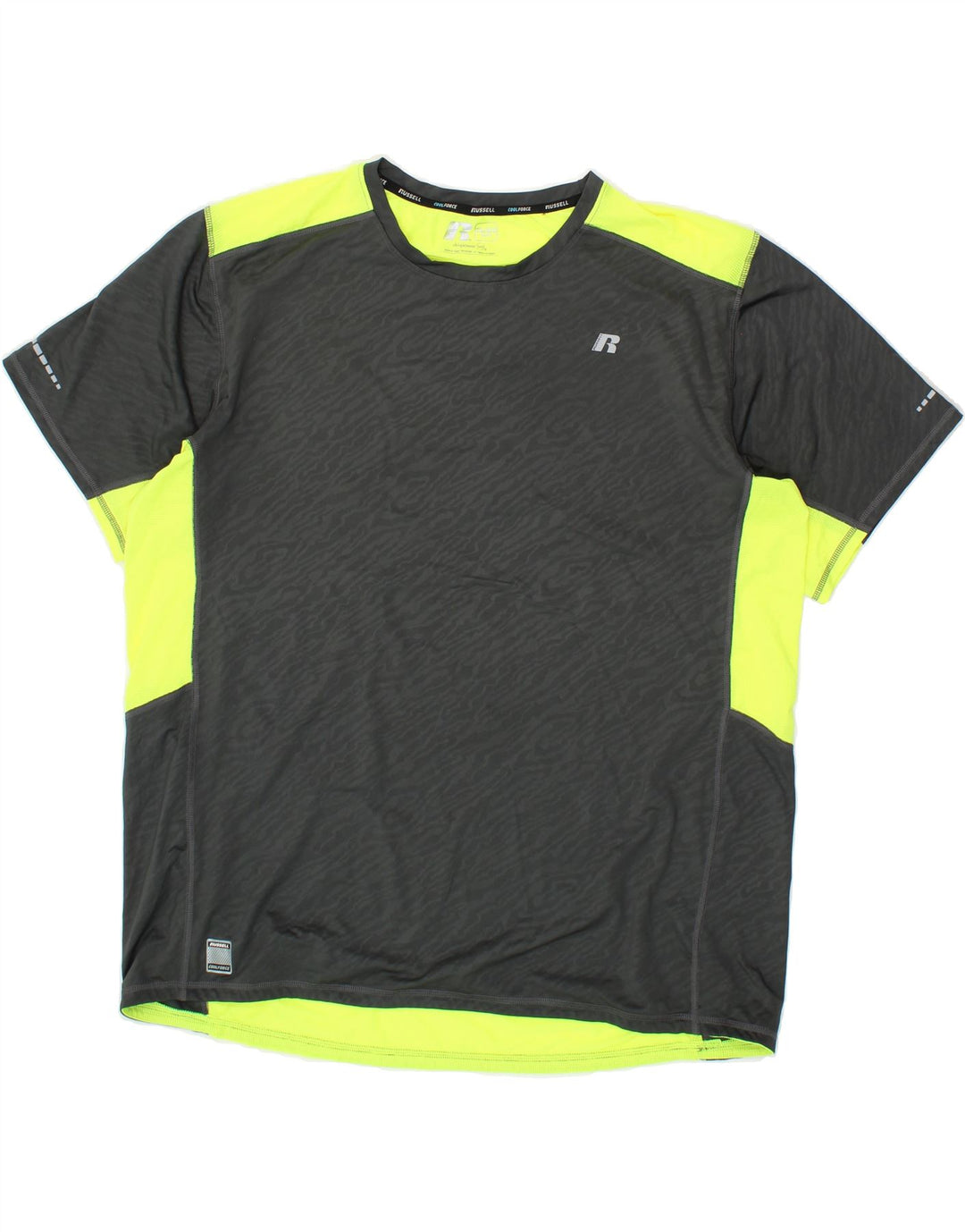 RUSSELL ATHLETIC Mens T-Shirt Top 2XL Black Colourblock Polyester Vintage Russell Athletic and Second-Hand Russell Athletic from Messina Hembry 