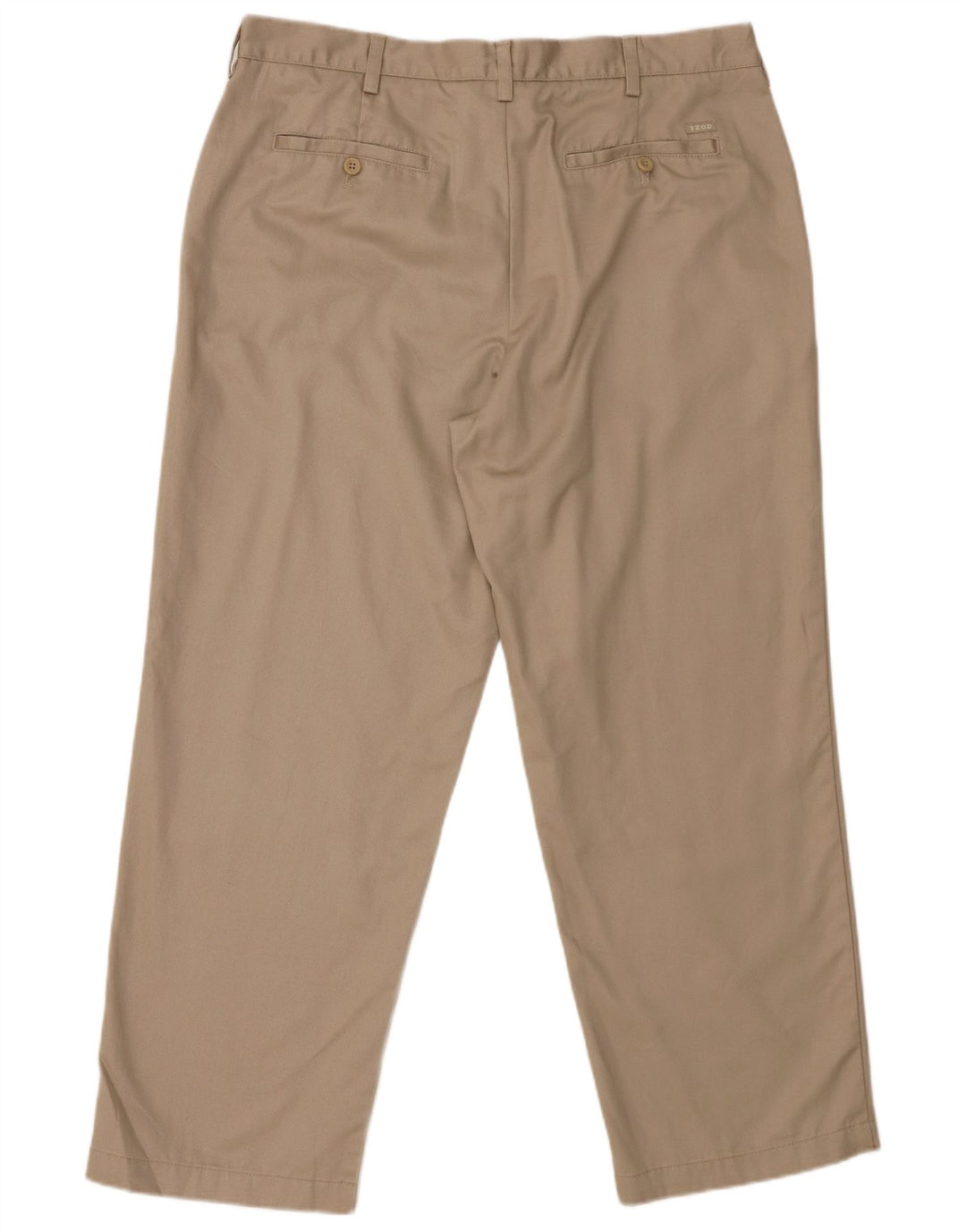 IZOD Mens Classic Fit Straight Chino Trousers W36 L29 Beige Cotton