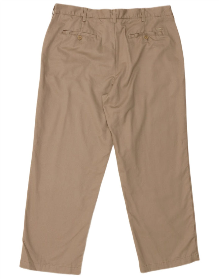 IZOD Mens Classic Fit Straight Chino Trousers W36 L29 Beige Cotton
