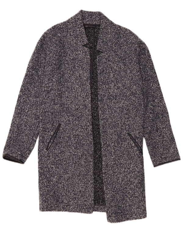 Marks & Spencer Womens Open Overcoat UK 8 Small Navy Blue Flecked Polyester