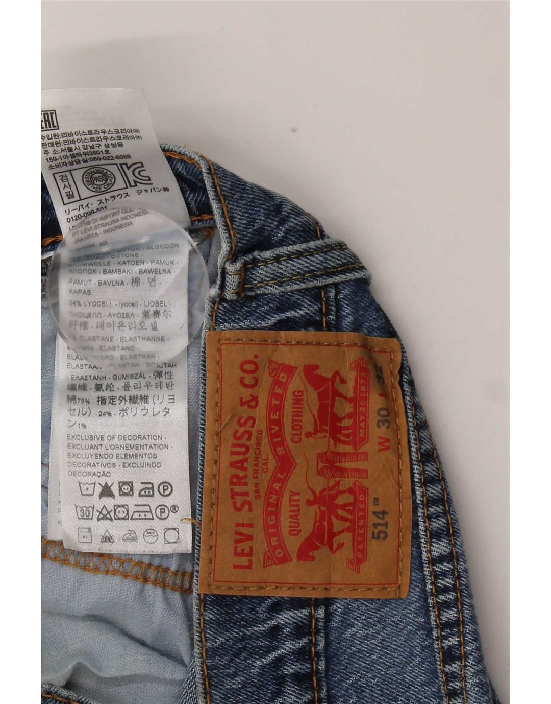 Levi's Mens 514 Straight Jeans W30 L32 Blue Cotton