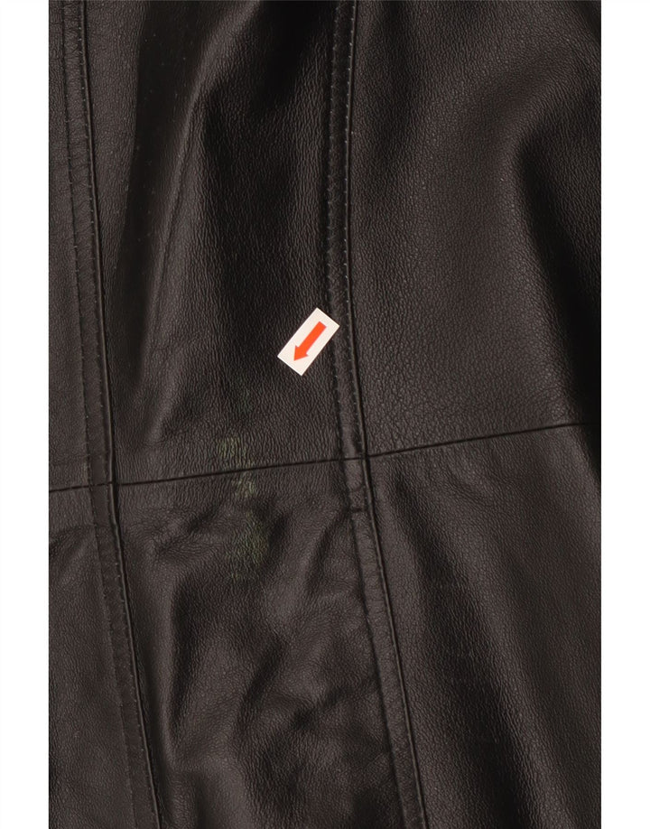 East 5th Womens 3 Button Leather Blazer Jacket UK 22 3XL Black Leather