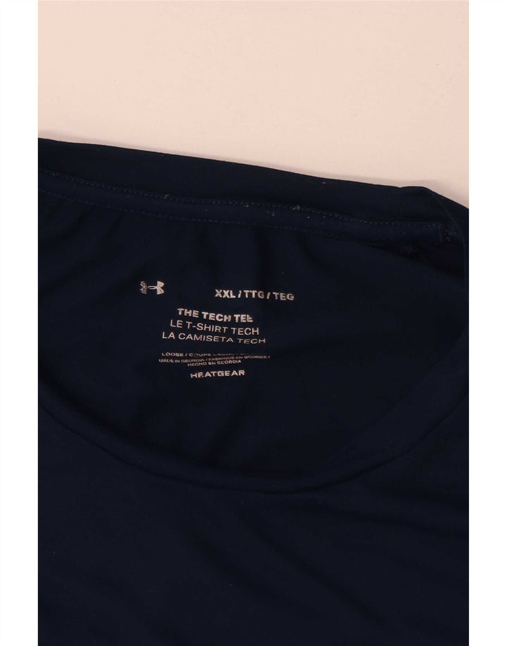 Under Armour Mens T-Shirt Top 2XL Navy Blue Polyester