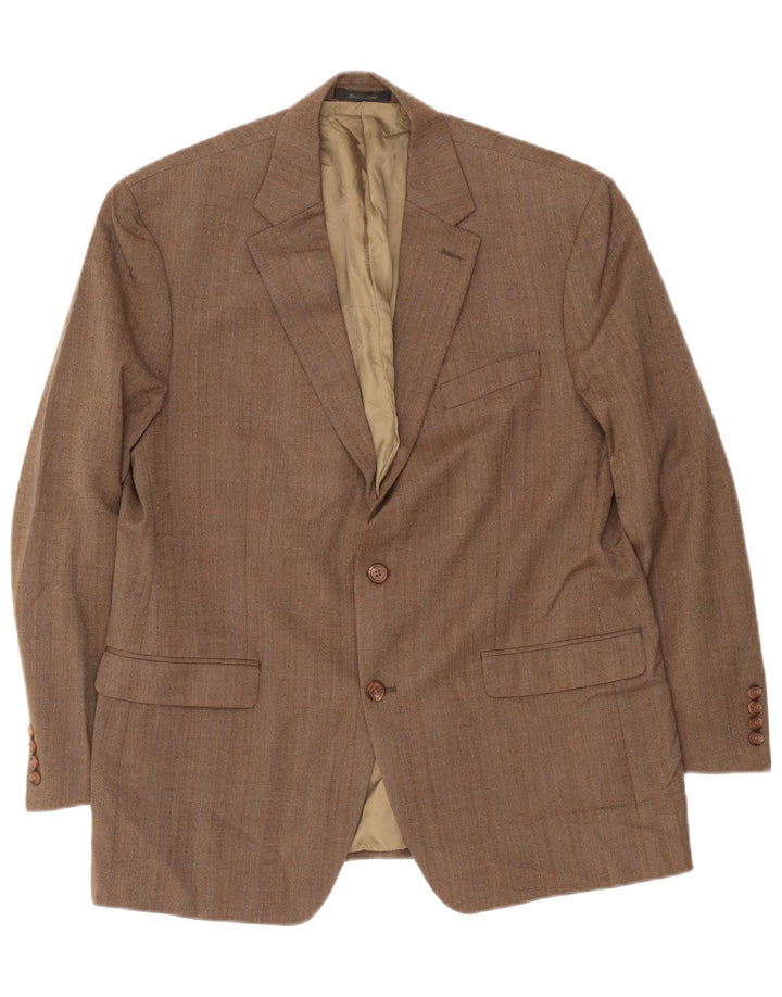 Ralph Lauren Mens 2 Button Blazer Jacket UK 43 Large Beige Herringbone Wool